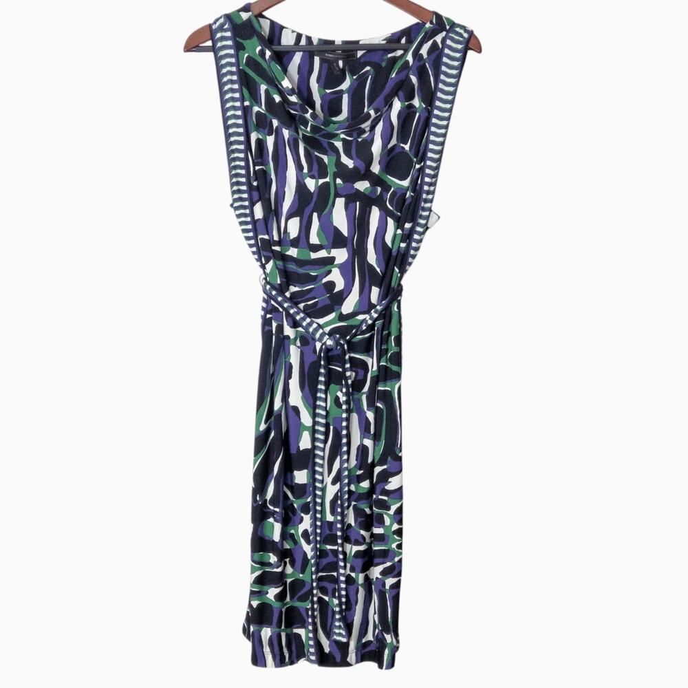 BCBGMAXAZRIA Abstract Print Dress Purple Size M Art Gallery Modern Chic